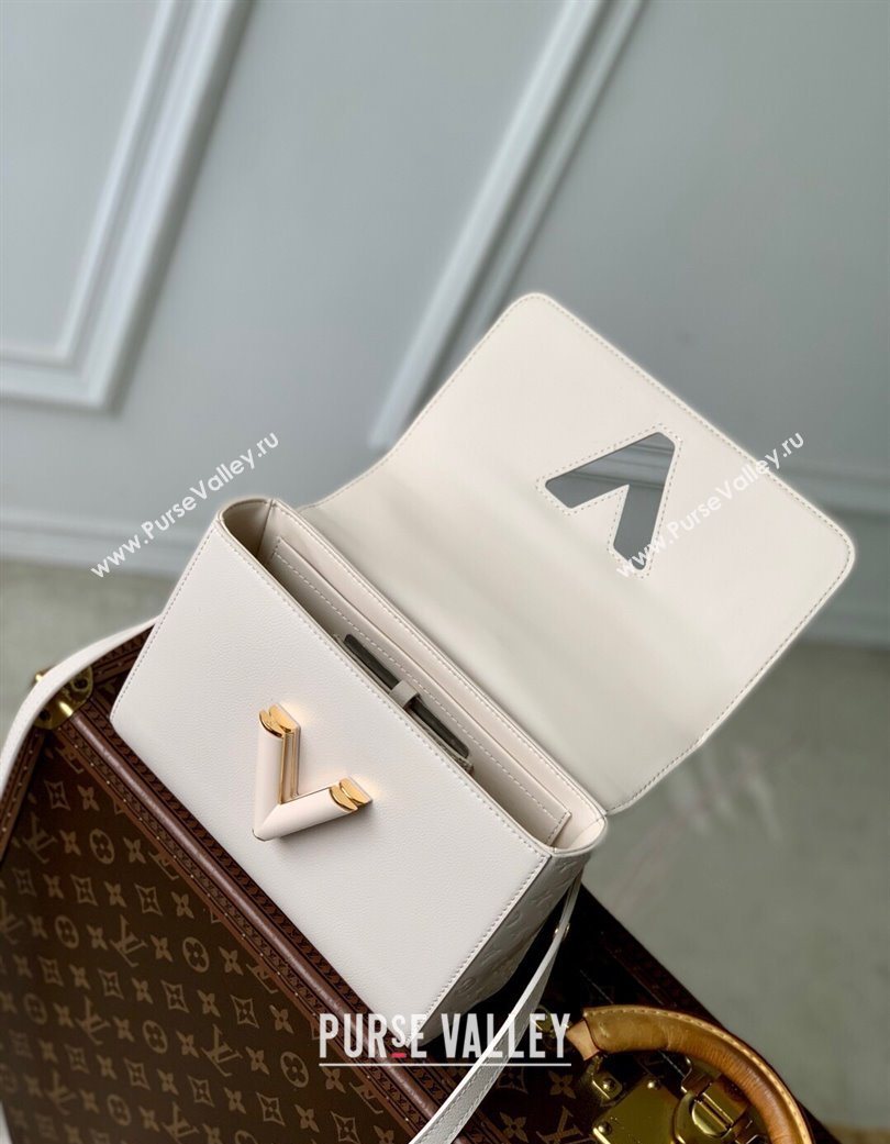 Louis Vuitton Twist MM Slim bag in Leather Quartz White 2025 M14341 (KI-250702021)