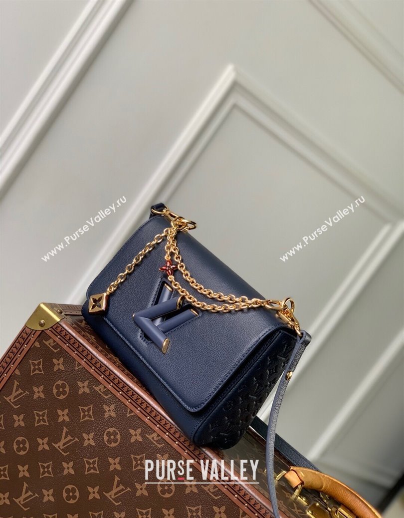 Louis Vuitton Twist MM Slim bag in Leather Navy Blue 2025 M14342 (KI-250702020)