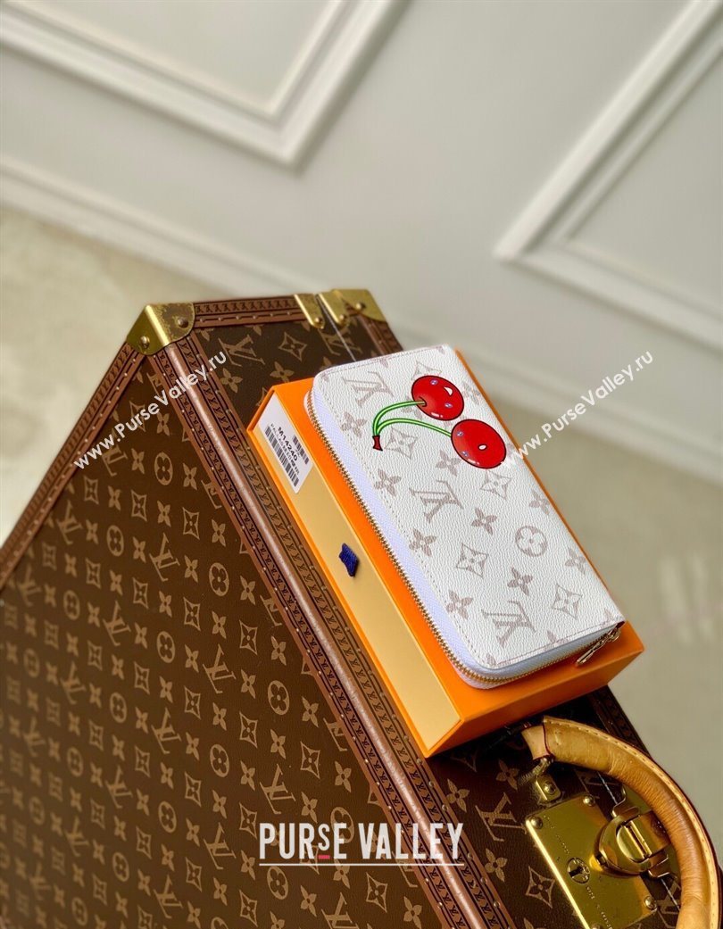 Louis Vuitton LV x TM Zippy Wallet in Cherry Monogram Canvas M14240 White 2025 (KI-250702004)