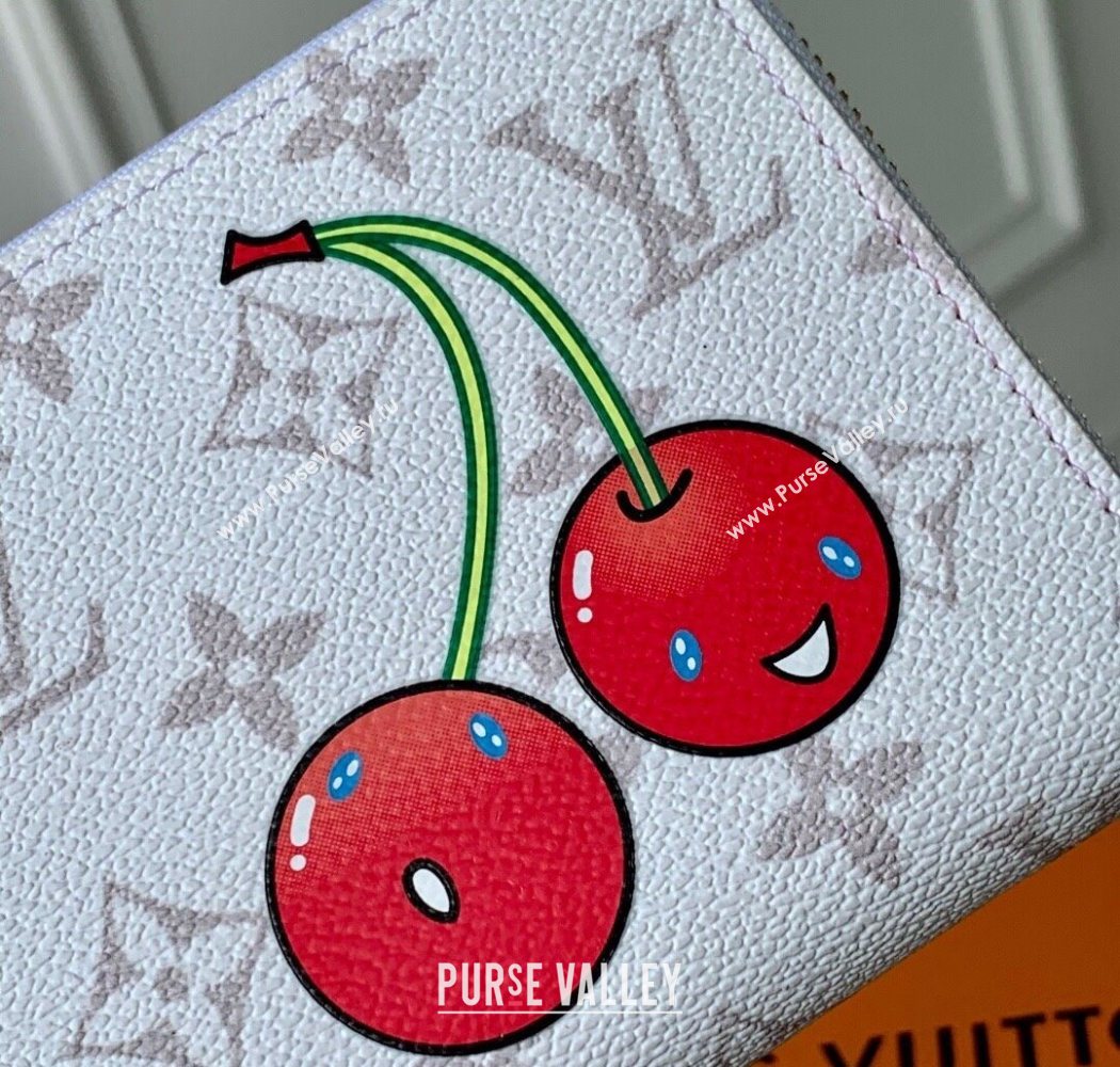 Louis Vuitton LV x TM Zippy Wallet in Cherry Monogram Canvas M14240 White 2025 (KI-250702004)