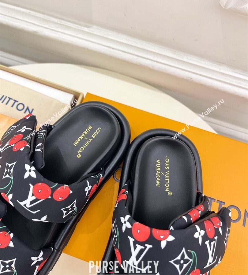 Louis Vuitton LV x TM Pool Pillow Flat Comfort Slides Sandal in Black Cherry Fabric 2025 1AHME4 (MD-250712046)