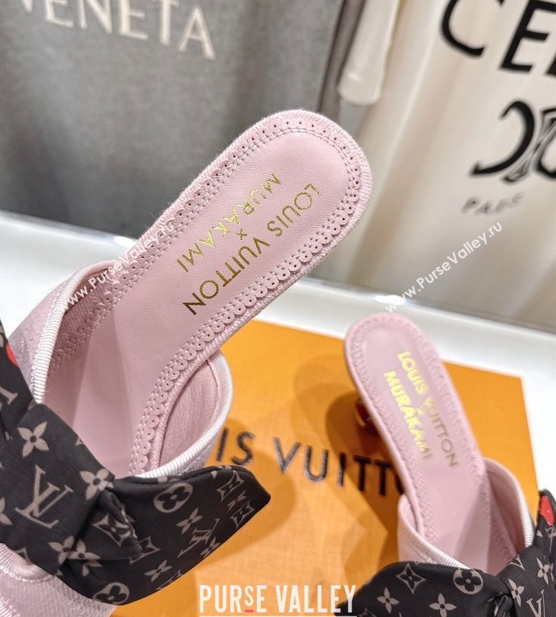 Louis Vuitton LV x TM Cherie Heel Slides Sandal 5.5cm in Monogram Denim with Bow Light Pink 2025 (MD-250712047)