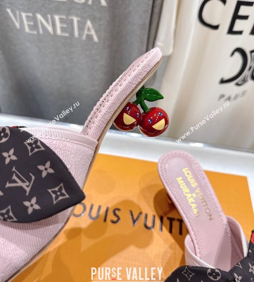Louis Vuitton LV x TM Cherie Heel Slides Sandal 5.5cm in Monogram Denim with Bow Light Pink 2025 (MD-250712047)