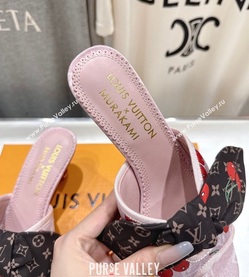 Louis Vuitton LV x TM Cherie Heel Slides Sandal 5.5cm in Monogram Denim with Bow Pink/Red 2025 (MD-250712049)