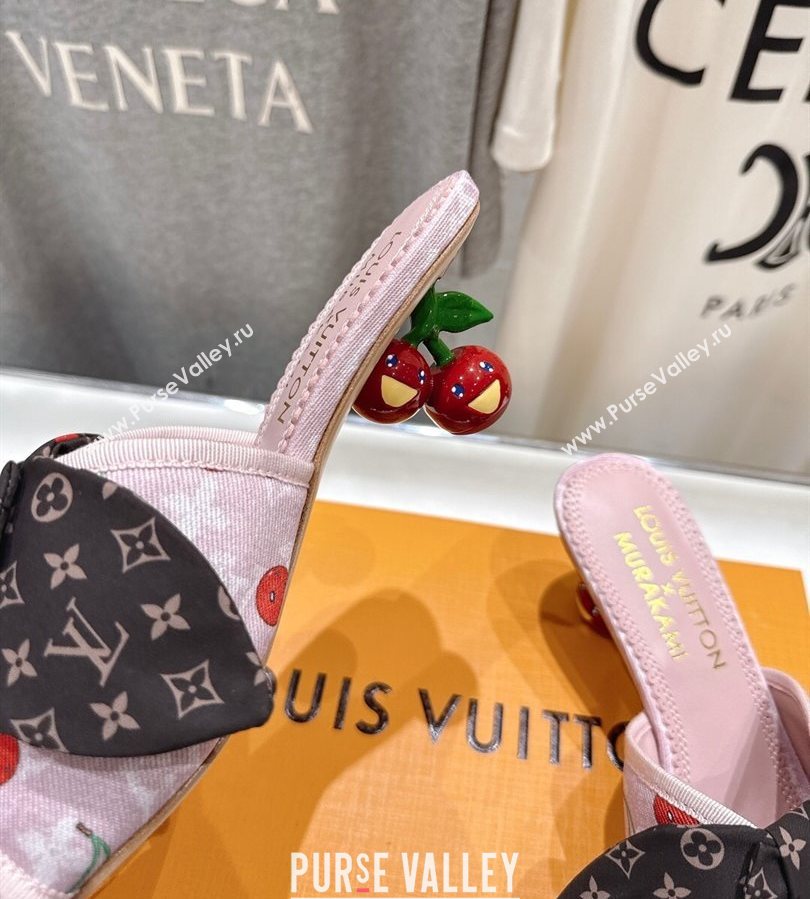 Louis Vuitton LV x TM Cherie Heel Slides Sandal 5.5cm in Monogram Denim with Bow Pink/Red 2025 (MD-250712049)