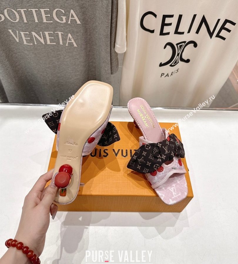 Louis Vuitton LV x TM Cherie Heel Slides Sandal 5.5cm in Monogram Denim with Bow Pink/Red 2025 (MD-250712049)