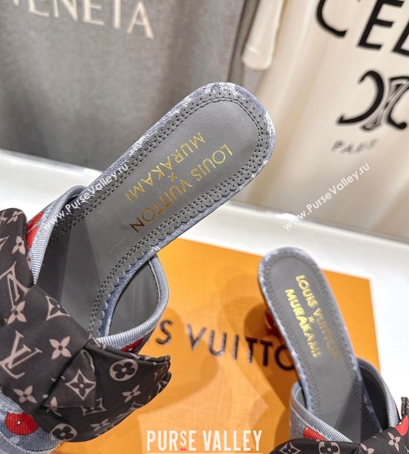 Louis Vuitton LV x TM Cherie Heel Slides Sandal 5.5cm in Monogram Denim with Bow Grey/Red 2025 (MD-250712050)