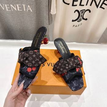 Louis Vuitton LV x TM Cherie Heel Slides Sandal 5.5cm in Monogram Denim with Bow Black 2025 (MD-250712051)