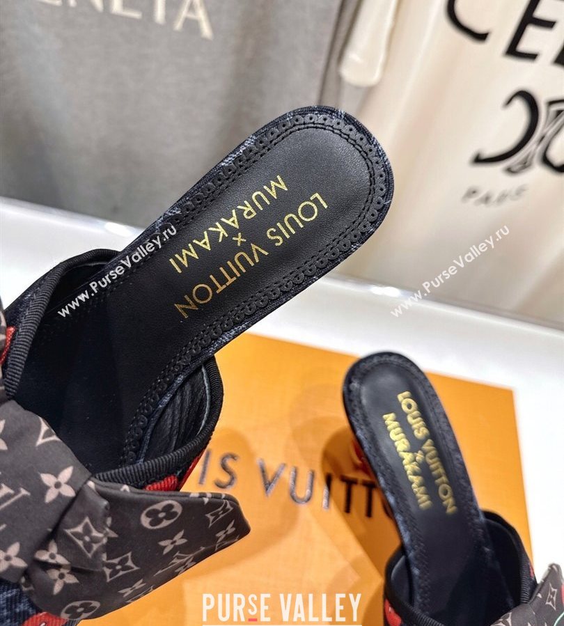 Louis Vuitton LV x TM Cherie Heel Slides Sandal 5.5cm in Monogram Denim with Bow Black 2025 (MD-250712051)