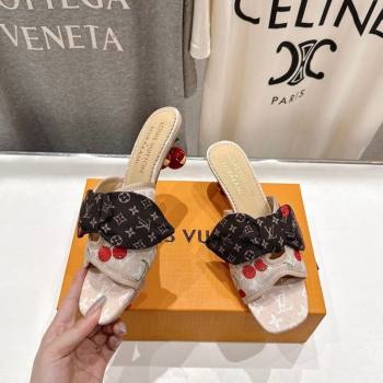 Louis Vuitton LV x TM Cherie Heel Slides Sandal 5.5cm in Monogram Denim with Bow Beige 2025 (MD-250712052)
