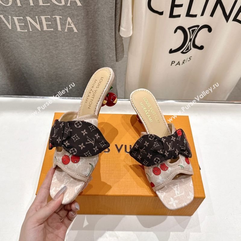Louis Vuitton LV x TM Cherie Heel Slides Sandal 5.5cm in Monogram Denim with Bow Beige 2025 (MD-250712052)