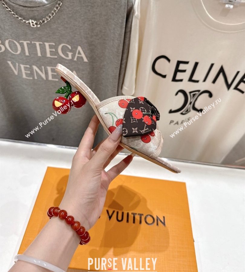 Louis Vuitton LV x TM Cherie Heel Slides Sandal 5.5cm in Monogram Denim with Bow Beige 2025 (MD-250712052)