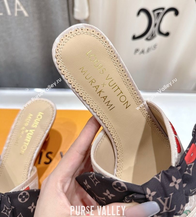 Louis Vuitton LV x TM Cherie Heel Slides Sandal 5.5cm in Monogram Denim with Bow Beige 2025 (MD-250712052)