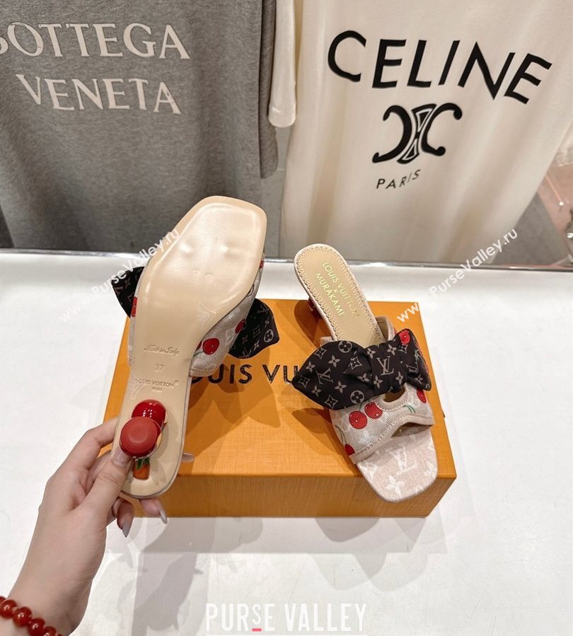 Louis Vuitton LV x TM Cherie Heel Slides Sandal 5.5cm in Monogram Denim with Bow Beige 2025 (MD-250712052)