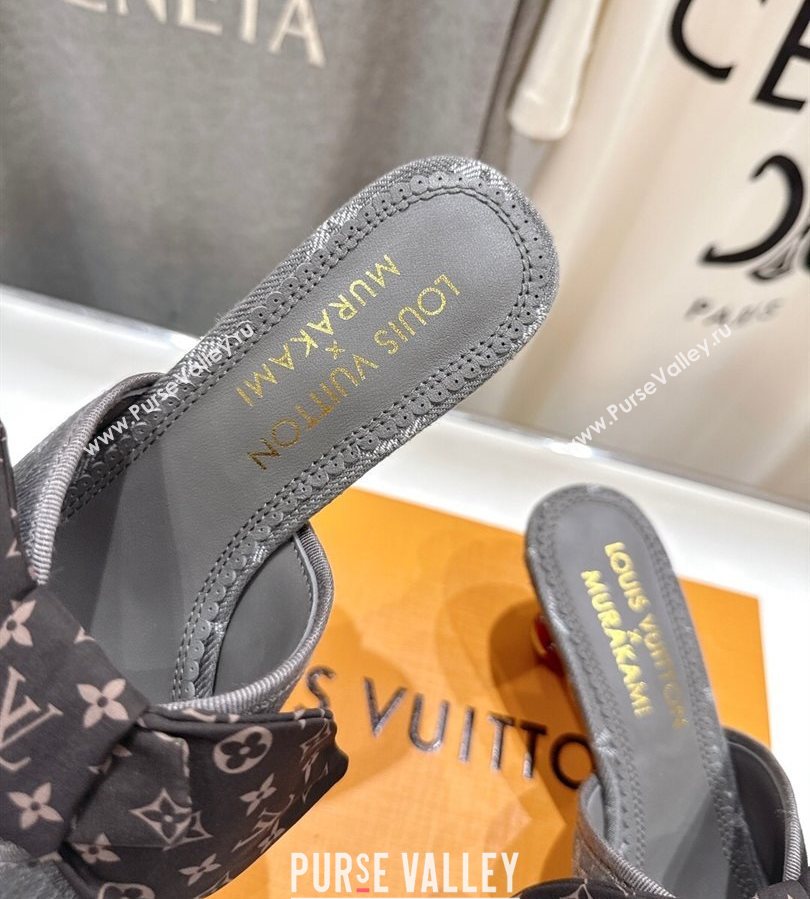 Louis Vuitton LV x TM Cherie Heel Slides Sandal 5.5cm in Monogram Denim with Bow Dark Grey 2025 (MD-250712053)