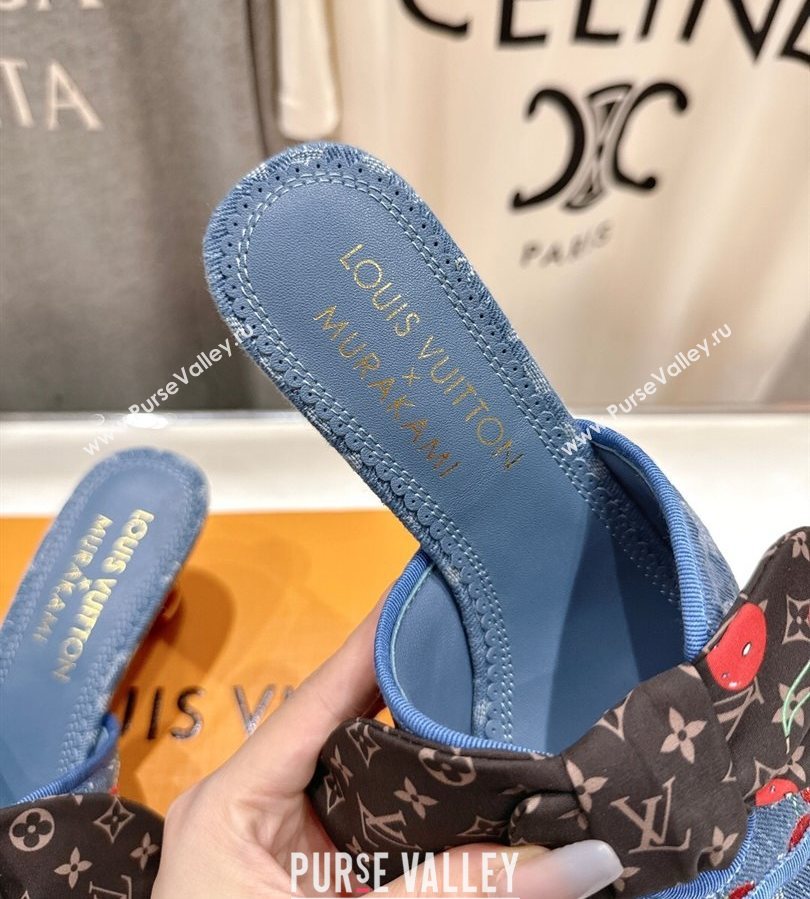 Louis Vuitton LV x TM Cherie Heel Slides Sandal 5.5cm in Monogram Denim with Bow Blue/Red 2025 (MD-250712054)