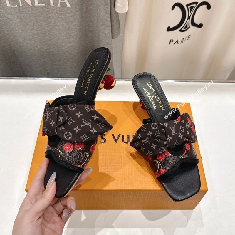 Louis Vuitton LV x TM Cherie Heel Slides Sandal 5.5cm in Brown Monogram Canvas with Bow 2025 (MD-250712058)