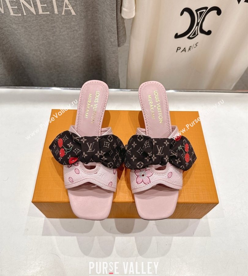 Louis Vuitton LV x TM Cherie Heel Slides Sandal 5.5cm in Pink Blossom Leather with Bow 2025 (MD-250712059)