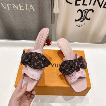 Louis Vuitton LV x TM Cherie Heel Slides Sandal 5.5cm in Pink Blossom Leather with Bow 2025 (MD-250712059)