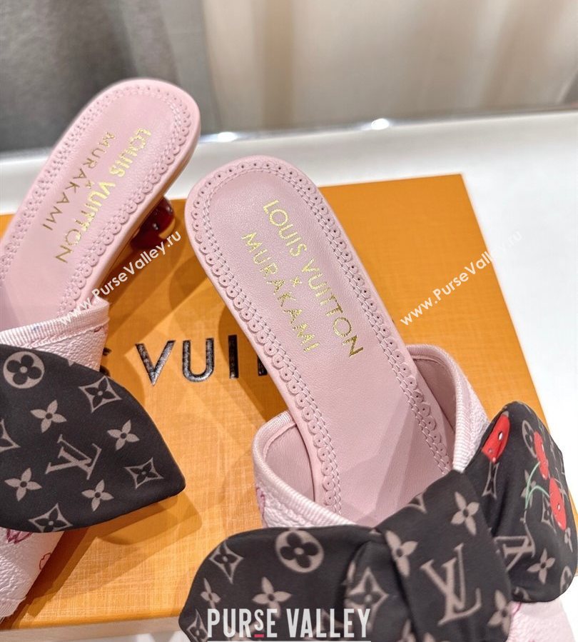 Louis Vuitton LV x TM Cherie Heel Slides Sandal 5.5cm in Pink Blossom Leather with Bow 2025 (MD-250712059)