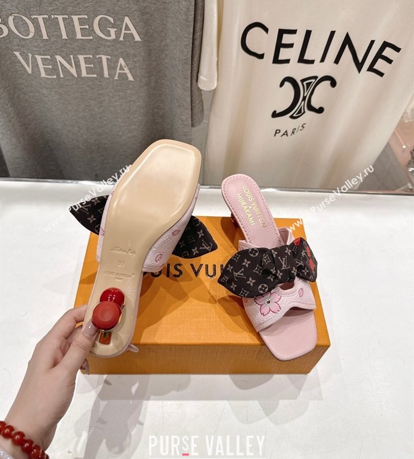 Louis Vuitton LV x TM Cherie Heel Slides Sandal 5.5cm in Pink Blossom Leather with Bow 2025 (MD-250712059)