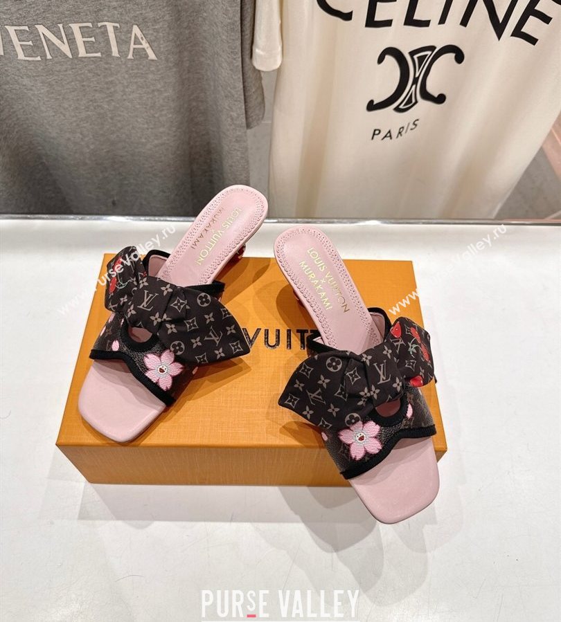 Louis Vuitton LV x TM Cherie Heel Slides Sandal 5.5cm in Blossom Monogram Canvas with Bow 2025 (MD-250712060)