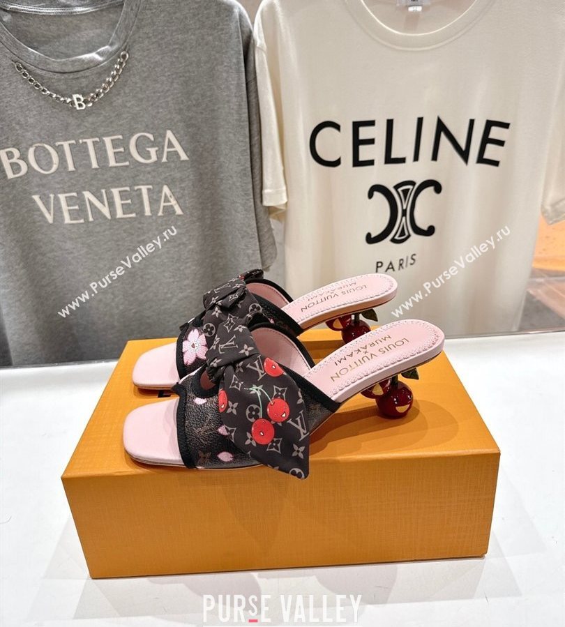 Louis Vuitton LV x TM Cherie Heel Slides Sandal 5.5cm in Blossom Monogram Canvas with Bow 2025 (MD-250712060)
