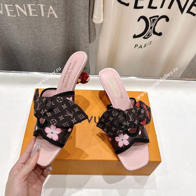 Louis Vuitton LV x TM Cherie Heel Slides Sandal 5.5cm in Blossom Monogram Canvas with Bow 2025 (MD-250712060)