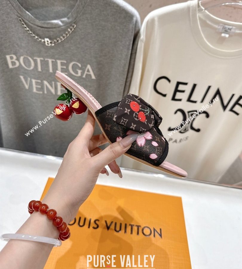 Louis Vuitton LV x TM Cherie Heel Slides Sandal 5.5cm in Blossom Monogram Canvas with Bow 2025 (MD-250712060)