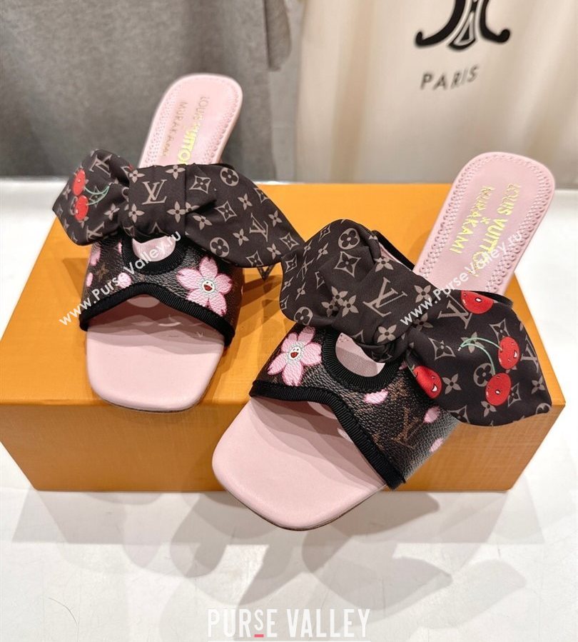 Louis Vuitton LV x TM Cherie Heel Slides Sandal 5.5cm in Blossom Monogram Canvas with Bow 2025 (MD-250712060)