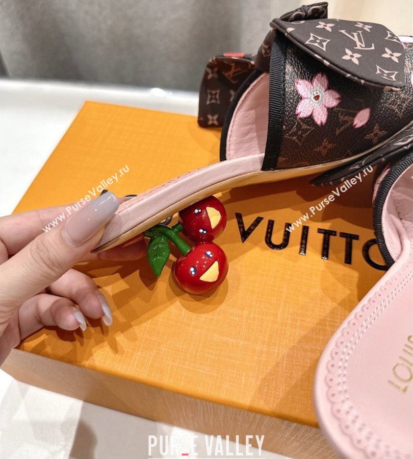 Louis Vuitton LV x TM Cherie Heel Slides Sandal 5.5cm in Blossom Monogram Canvas with Bow 2025 (MD-250712060)