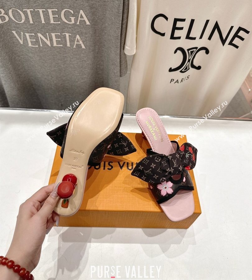 Louis Vuitton LV x TM Cherie Heel Slides Sandal 5.5cm in Blossom Monogram Canvas with Bow 2025 (MD-250712060)