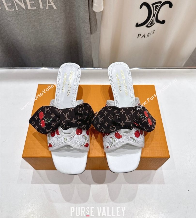 Louis Vuitton LV x TM Cherie Heel Slides Sandal 5.5cm in Monogram Canvas with Bow White 2025 (MD-250712061)