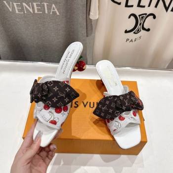 Louis Vuitton LV x TM Cherie Heel Slides Sandal 5.5cm in Monogram Canvas with Bow White 2025 (MD-250712061)
