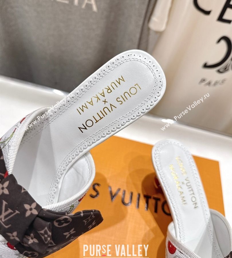 Louis Vuitton LV x TM Cherie Heel Slides Sandal 5.5cm in Monogram Canvas with Bow White 2025 (MD-250712061)