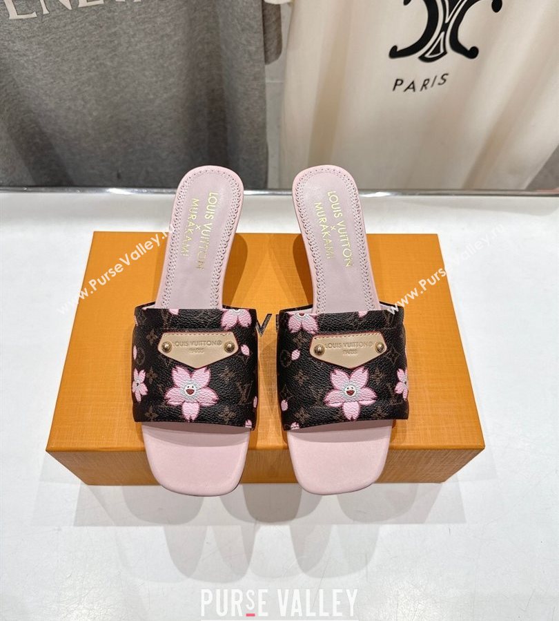 Louis Vuitton LV x TM Lily Heel Slides Sandal 5.5cm in Blossom Monogram Canvas with Bow 2025 (MD-250712069)