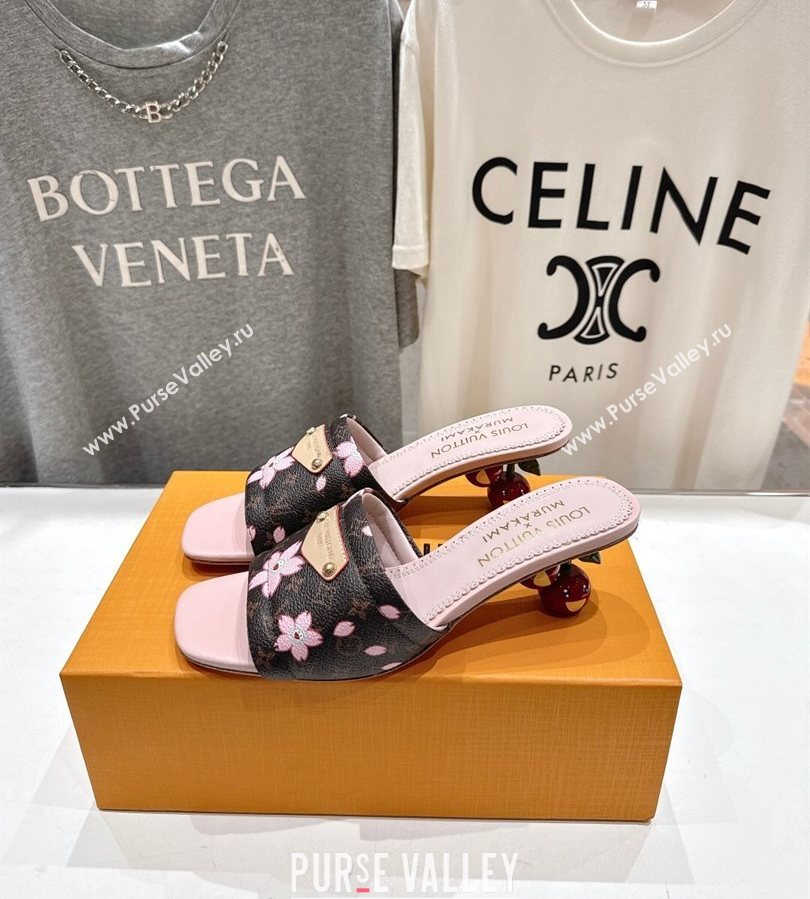 Louis Vuitton LV x TM Lily Heel Slides Sandal 5.5cm in Blossom Monogram Canvas with Bow 2025 (MD-250712069)