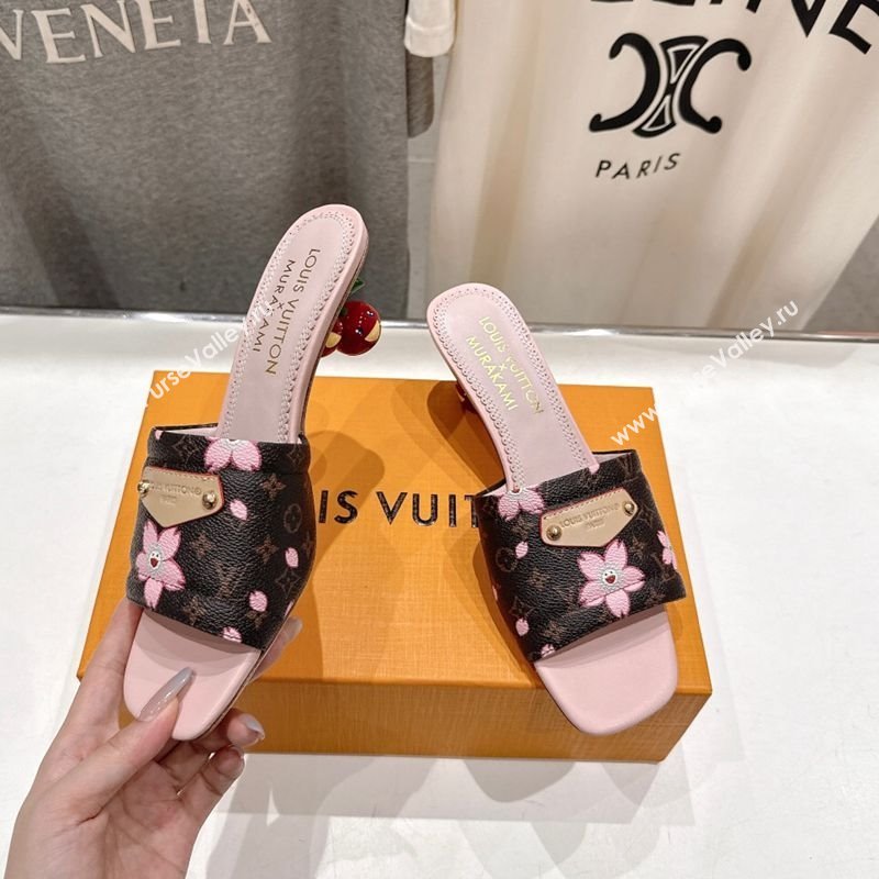 Louis Vuitton LV x TM Lily Heel Slides Sandal 5.5cm in Blossom Monogram Canvas with Bow 2025 (MD-250712069)