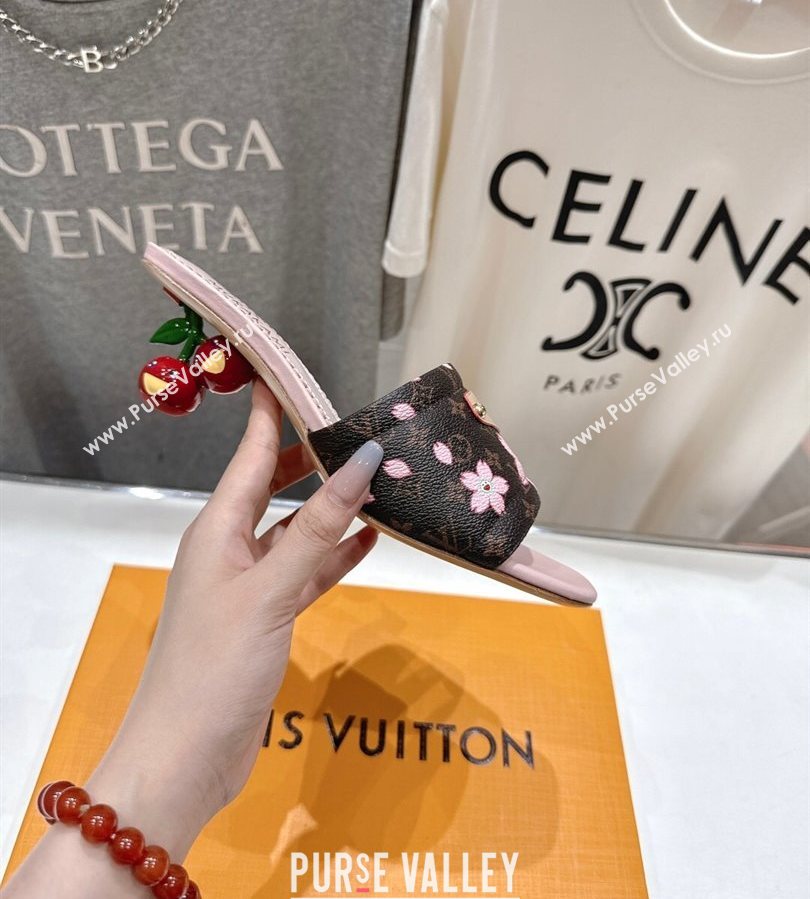 Louis Vuitton LV x TM Lily Heel Slides Sandal 5.5cm in Blossom Monogram Canvas with Bow 2025 (MD-250712069)