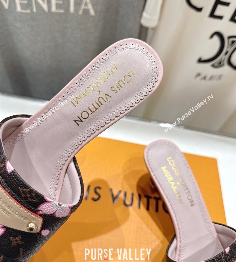 Louis Vuitton LV x TM Lily Heel Slides Sandal 5.5cm in Blossom Monogram Canvas with Bow 2025 (MD-250712069)