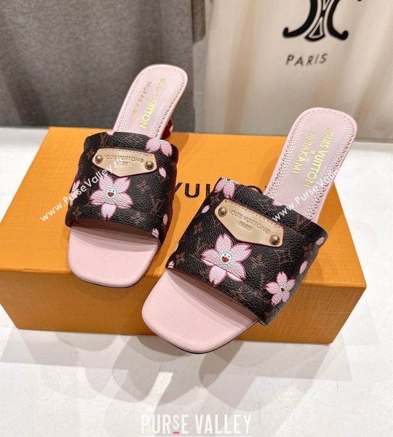 Louis Vuitton LV x TM Lily Heel Slides Sandal 5.5cm in Blossom Monogram Canvas with Bow 2025 (MD-250712069)