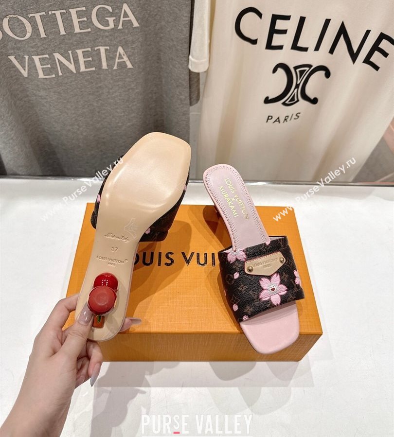 Louis Vuitton LV x TM Lily Heel Slides Sandal 5.5cm in Blossom Monogram Canvas with Bow 2025 (MD-250712069)