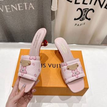 Louis Vuitton LV x TM Lily Heel Slides Sandal 5.5cm in Blossom Leather with Bow Pink 2025 (MD-250712072)