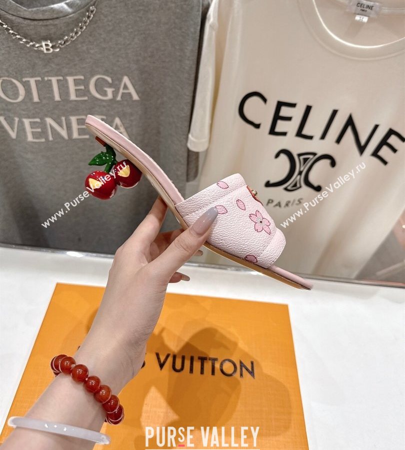 Louis Vuitton LV x TM Lily Heel Slides Sandal 5.5cm in Blossom Leather with Bow Pink 2025 (MD-250712072)