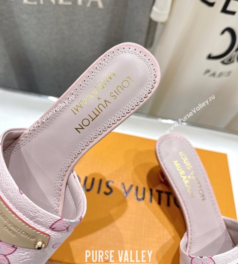 Louis Vuitton LV x TM Lily Heel Slides Sandal 5.5cm in Blossom Leather with Bow Pink 2025 (MD-250712072)