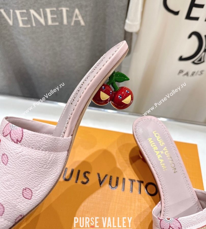 Louis Vuitton LV x TM Lily Heel Slides Sandal 5.5cm in Blossom Leather with Bow Pink 2025 (MD-250712072)