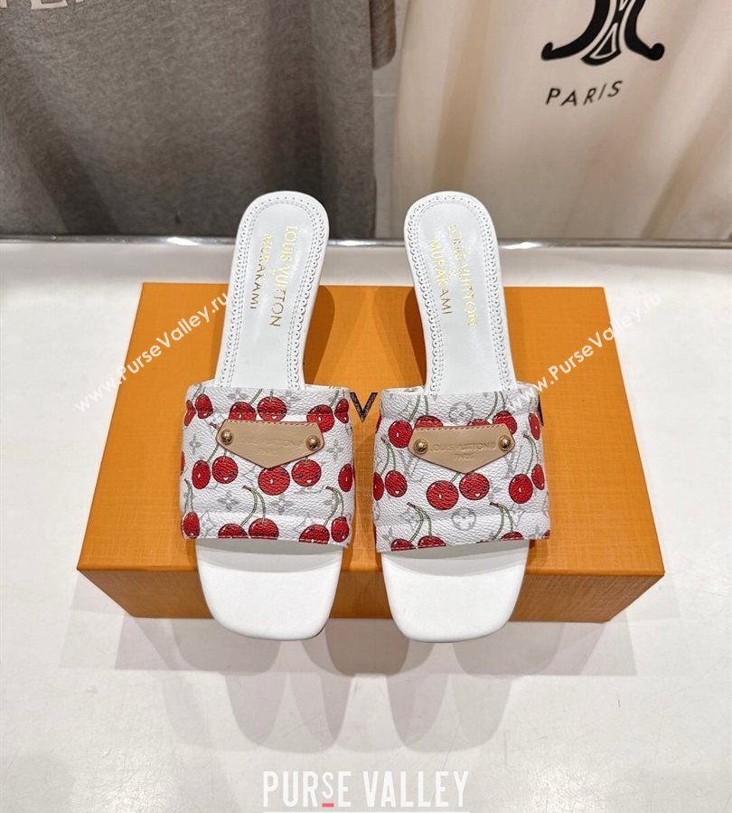 Louis Vuitton LV x TM Lily Heel Slides Sandal 5.5cm in Monogram Canvas with Bow White 2025 (MD-250712070)