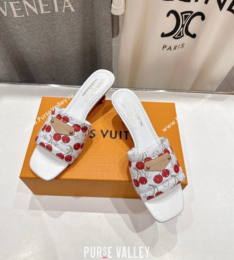 Louis Vuitton LV x TM Lily Heel Slides Sandal 5.5cm in Monogram Canvas with Bow White 2025 (MD-250712070)