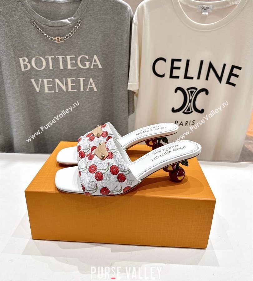 Louis Vuitton LV x TM Lily Heel Slides Sandal 5.5cm in Monogram Canvas with Bow White 2025 (MD-250712070)