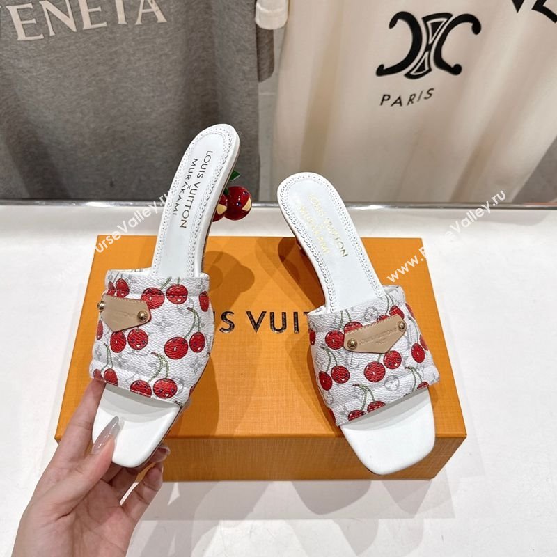 Louis Vuitton LV x TM Lily Heel Slides Sandal 5.5cm in Monogram Canvas with Bow White 2025 (MD-250712070)